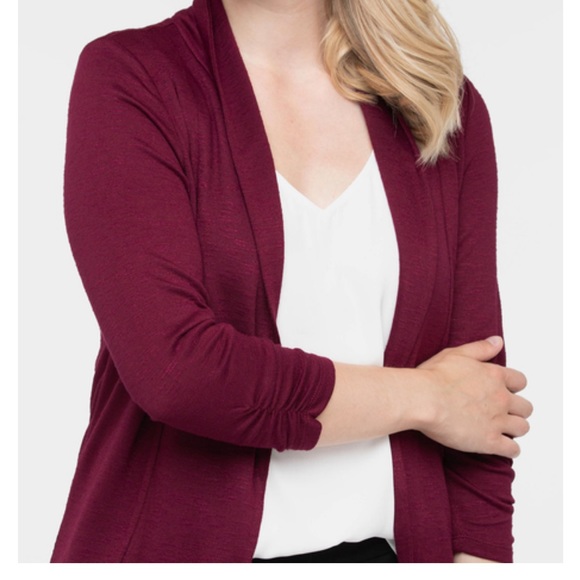 Shawl Collar Cardigan, Bergundy - Picture 3 of 4